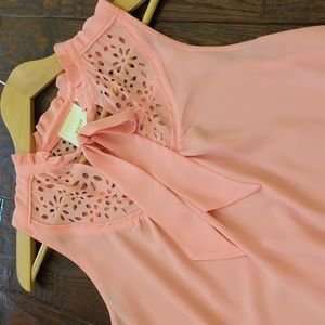 ANTHRO I Peach Laser Cutout LUCA Sleeveless Tie Front Tank Top by Maeve,  6